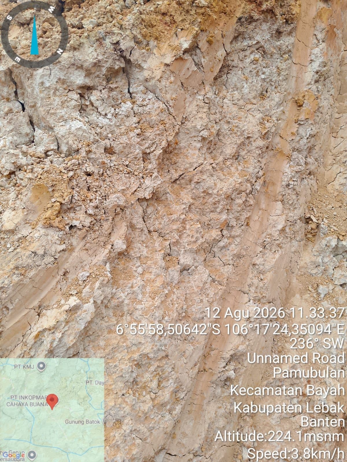 Lokasi sumber material, Kec. Bayah, Kab. Lebak, Banten (12 Agustus 2026)