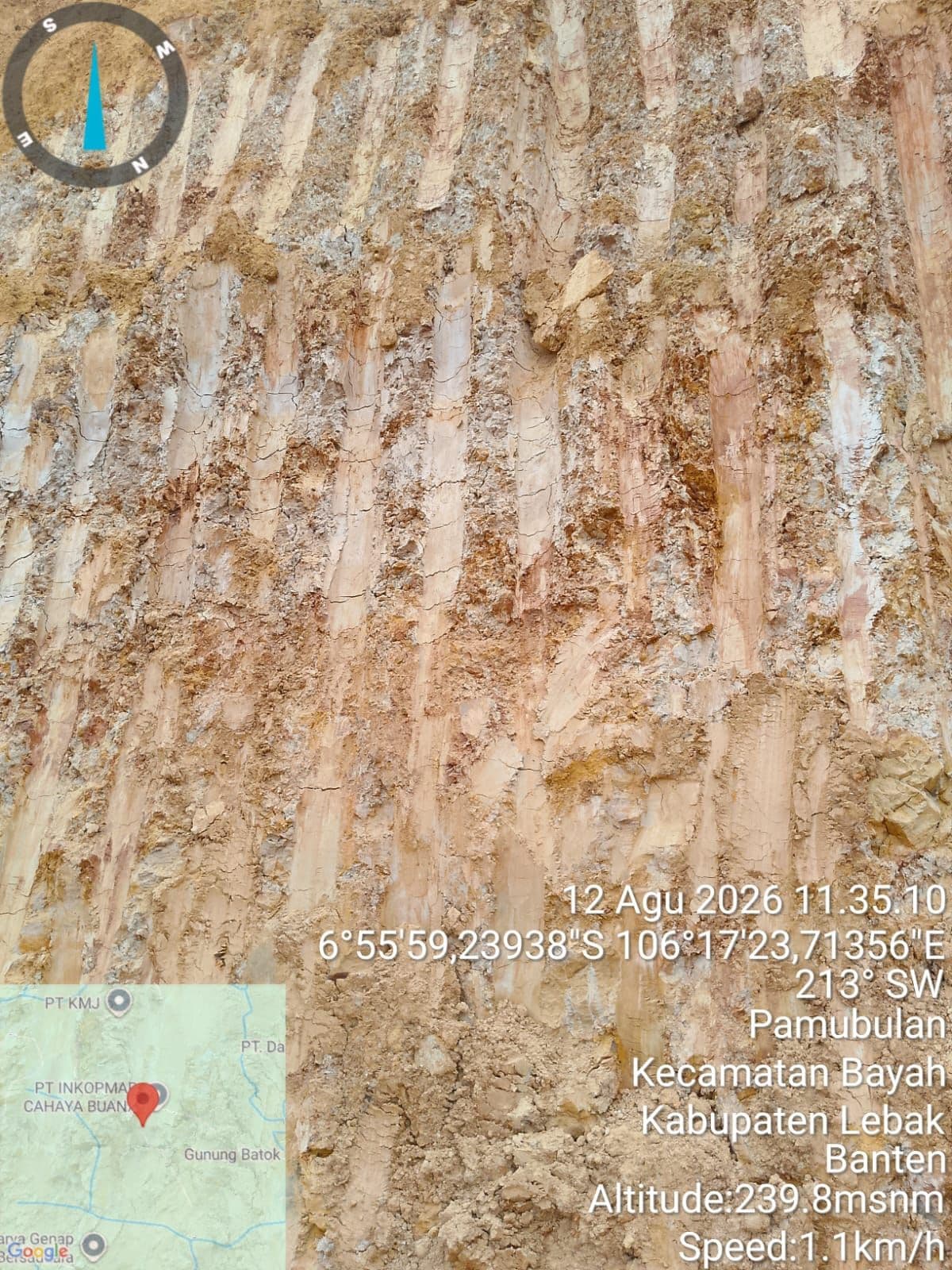 Lokasi sumber material, Kec. Bayah, Kab. Lebak, Banten (12 Agustus 2026)