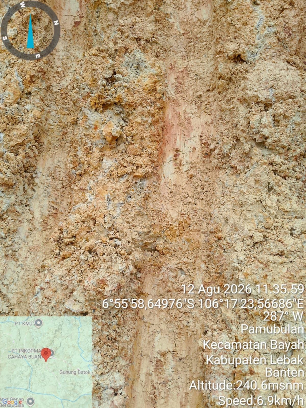Lokasi sumber material, Kec. Bayah, Kab. Lebak, Banten (12 Agustus 2026)